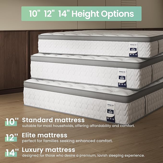 Queen Mattress 12 Inch, 5-Zone Deep Sleep Firm Mattress with Extra Lumbar & Shoulder Support, Hotel Collection Hybrid Mattresses Pain Relief - Fiberglass Free - No Odor - 365 Night Trial