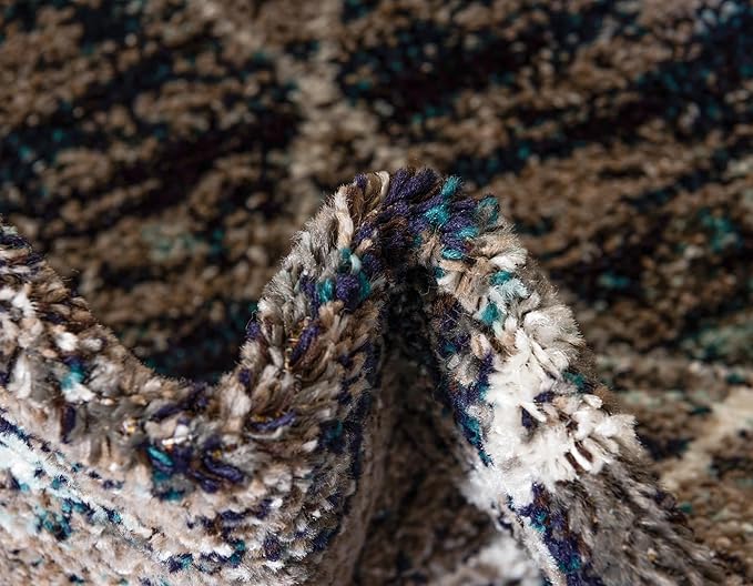 Unique Loom Trellis Frieze Collection Area Rug - Geometric (3' Round, Blue Multi/ Ivory)