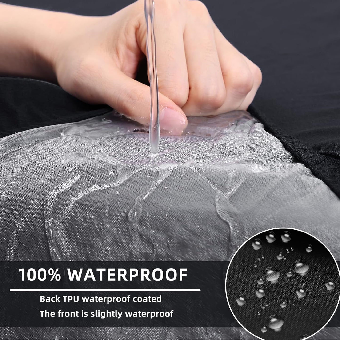 hyha Waterproof Couch Cushion Covers, Stretch Sofa Couch Seat Slipcover for Dog Washable, Non-Slip Waterproof Outdoor Cushion Covers for Patio Furniture Replacement (3 Pieces, Black)