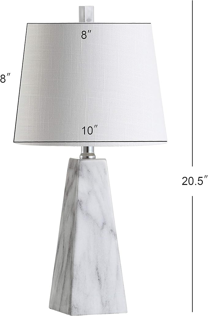 JONATHAN Y JYL1037A Owen 20.5" Resin LED Table Lamp, Contemporary, Office, Living Room, Family Room, Dining Room, Bedroom, Hallway, White Marble Finish