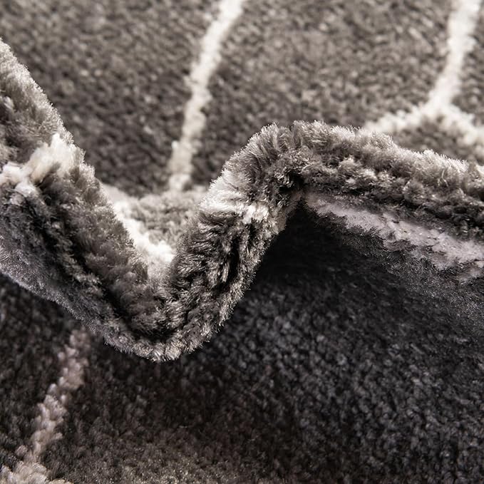 Unique Loom Trellis Frieze Collection Area Rug - Geometric (3' Round, Dark Gray/ Ivory)