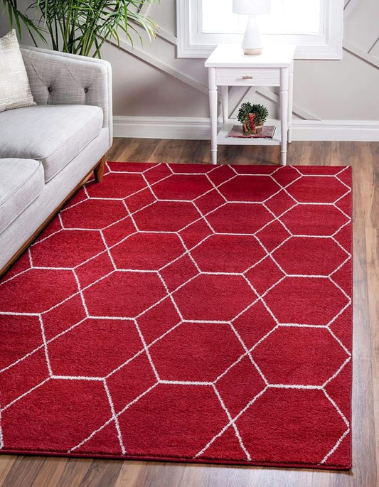 Unique Loom Trellis Frieze Collection Area Rug - Geometric (2' x 3' 1", Red/ Ivory)