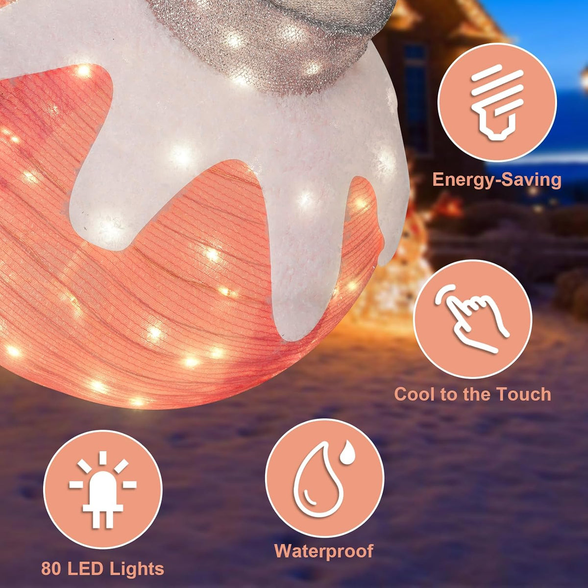 BRIGHTDECK Outdoor Christmas Ornaments, Lighted Pop-Up Outdoor Holiday Ball Decoration with 80 LED Lights, 8 Light Modes, Lighted Collapsible Holiday Decorations for Yard, Home (Pink)