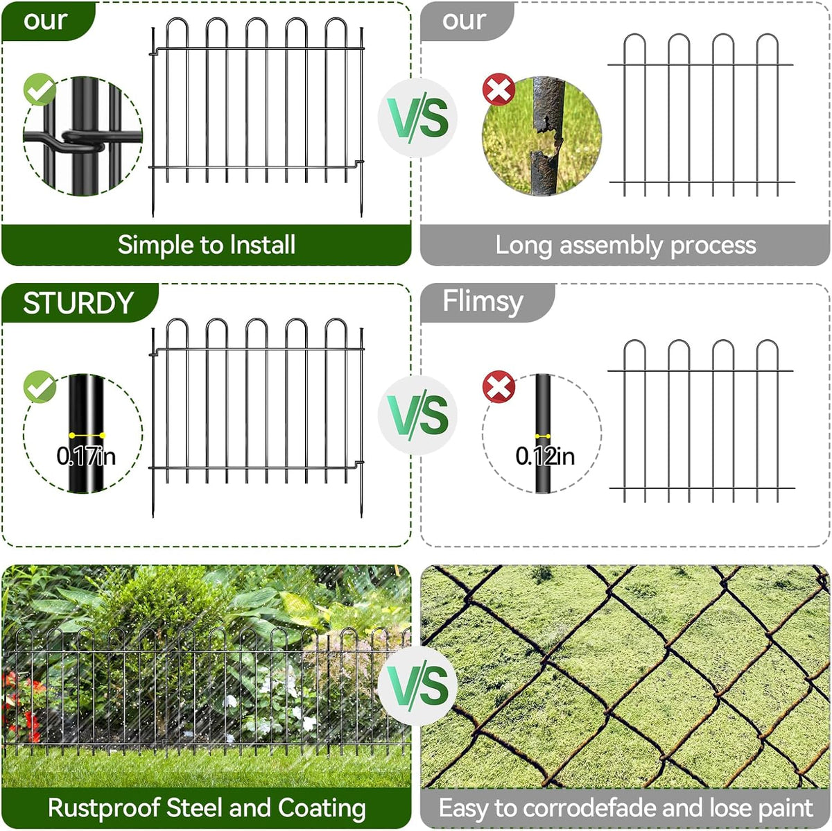 26 Panels Decorative Garden Fence, 37ft X 20in Rustproof Metal Animal Barrier Fence, No Dig Fence Garden Fence, Arched Flower Bed Edging Ornamental Wire Border Fencing for Outdoor Yard, Patio Decor