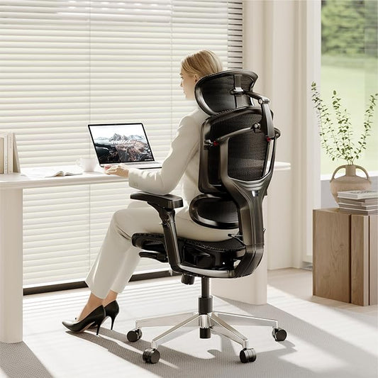 FLEXISPOT ErgoX-PRO Ergonomic Office Chair with Footrest Black – 5D Lumbar, 7D Armrests, 4D Headrest, 551LB Capacity, AeroWeave 5.0 Mesh Seat – Office, Gaming, Bedroom