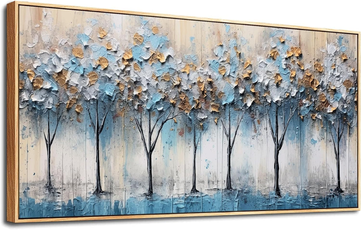 Hyidecorart Vintage Trees Abstract Wall Paintings Large Canvas Art for Living Room Bedroom - Wood Framed Modern Office Pictures Stretched and Ready to Hang Home Decoration