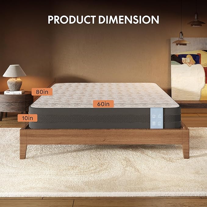 FLEXISPOT 10'' Queen Size Cooling Gel Memory Foam Mattress, Viscose from Bamboo, Medium Firm, 10-Year Warranty, Mattress-in-A-Box, Certi-PUR & Oeko-TEX Certified, Washable, Fire-Resistant.