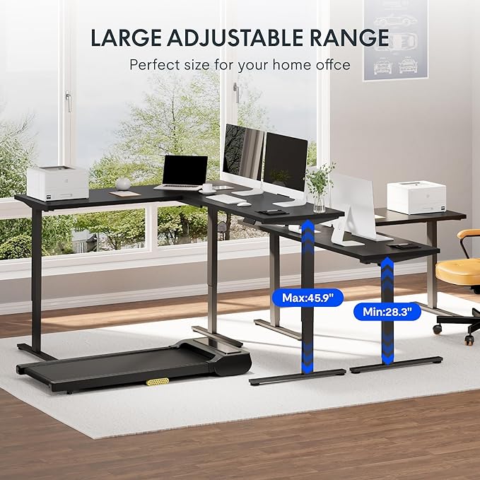 FLEXISPOT L Shaped Standing Desk, 71 x 63 Inch Electric Height Adjustable Corner Desk, Sit Stand Computer Workstation, Preset Controller, Home Office, Black Frame with Black Top