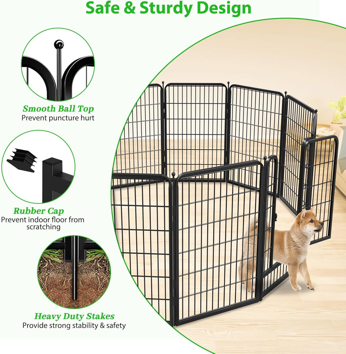Decorative Black Metal Fencing Garden Fence with Gate, 45ft(L) 40in(H) 20 Fence Panels No Dig Fence Rustproof Animal Barrier Fence Temporary Dog Panels Fencing Outdoor