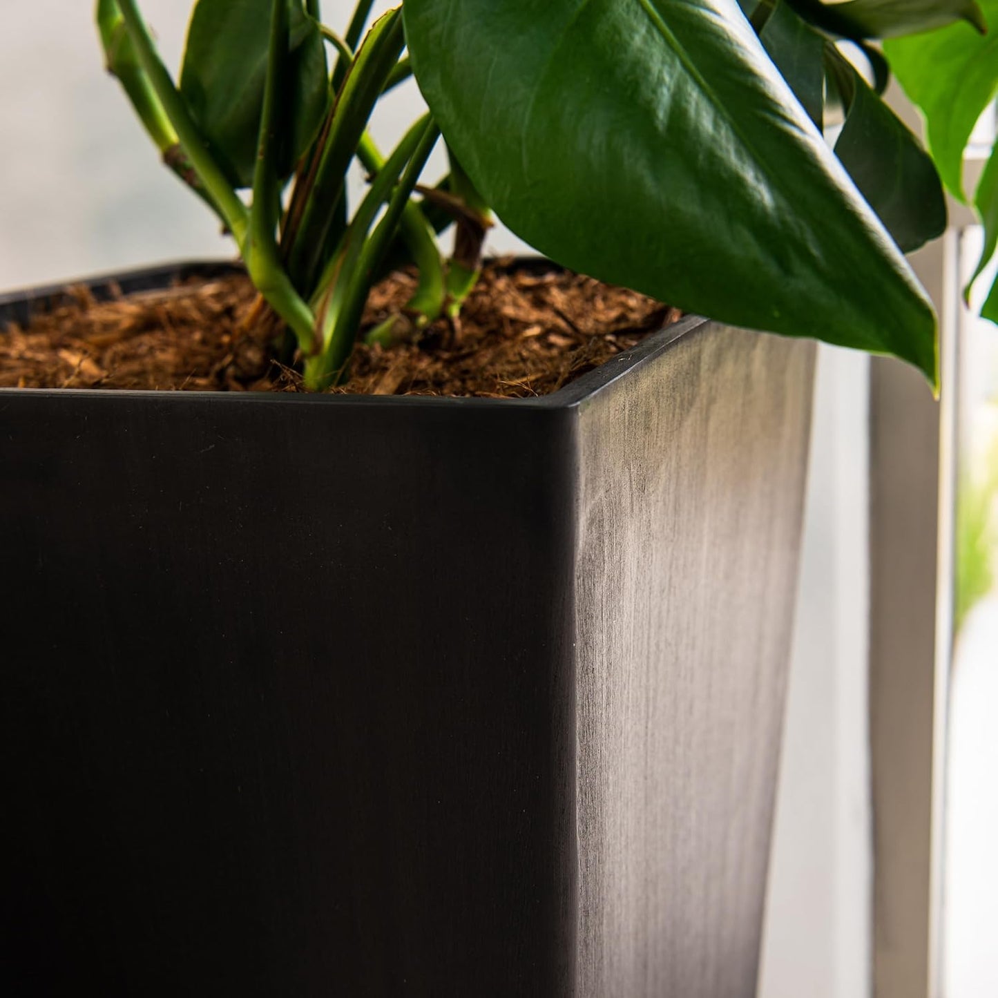 XBrand Modern 28-Inch Square Planter, Modern Tapered Planter Perfect for Indoor & Outdoor, Patio Décor, Set of 2