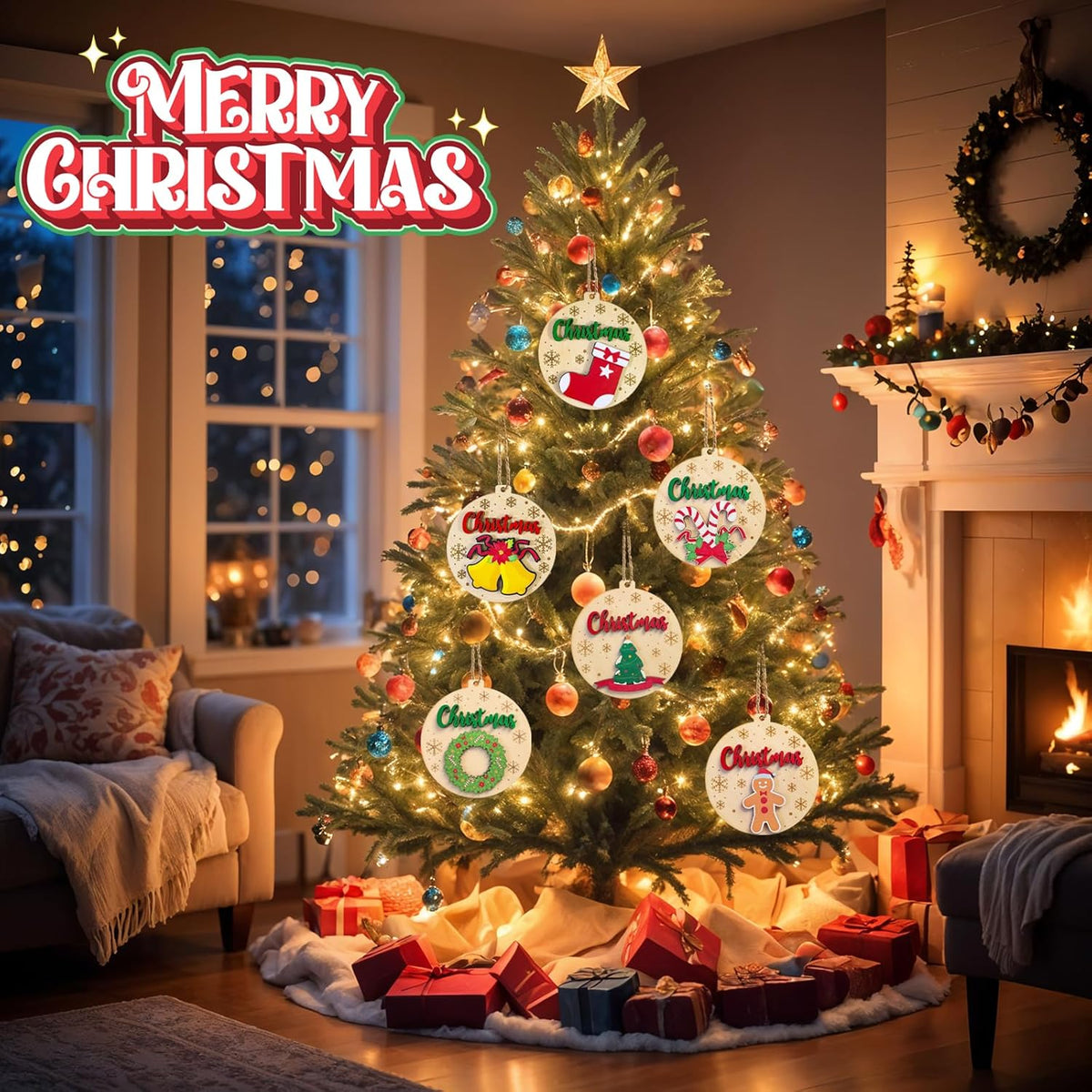 Personalized Christmas Ornaments 2025 with Family Names Custom Wooden Ornaments for Christmas Tree Personalized Christmas Ornament Gifts