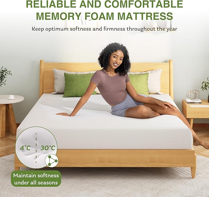 EGOHOME 5 Inch Full Size Mattress for Kids, Memory Foam Mattress with Cooling Green Tea Gel, Relieve Pressure with Medium Firm Support, CertiPUR-US Certified, 75''L x 54''W, White