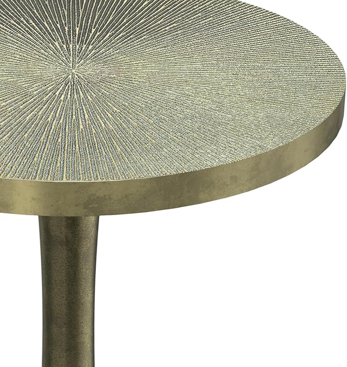 SIMPLIHOME Amalie Metal Side Table in Green Patina, 16-inch Round, 23.5-inch Tall, Vintage-Inspired Cast Aluminum Accent Table for Living Room