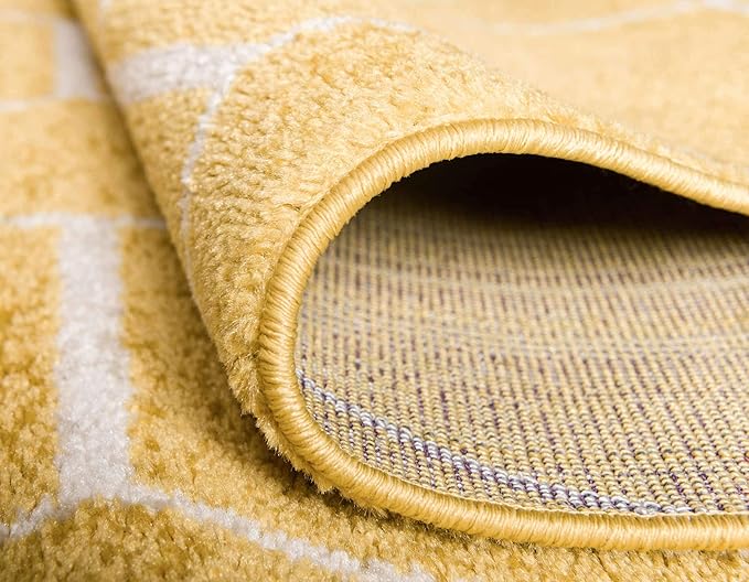 Unique Loom Trellis Frieze Collection Area Rug - Geometric (10' x 14' 1", Yellow/ Ivory)
