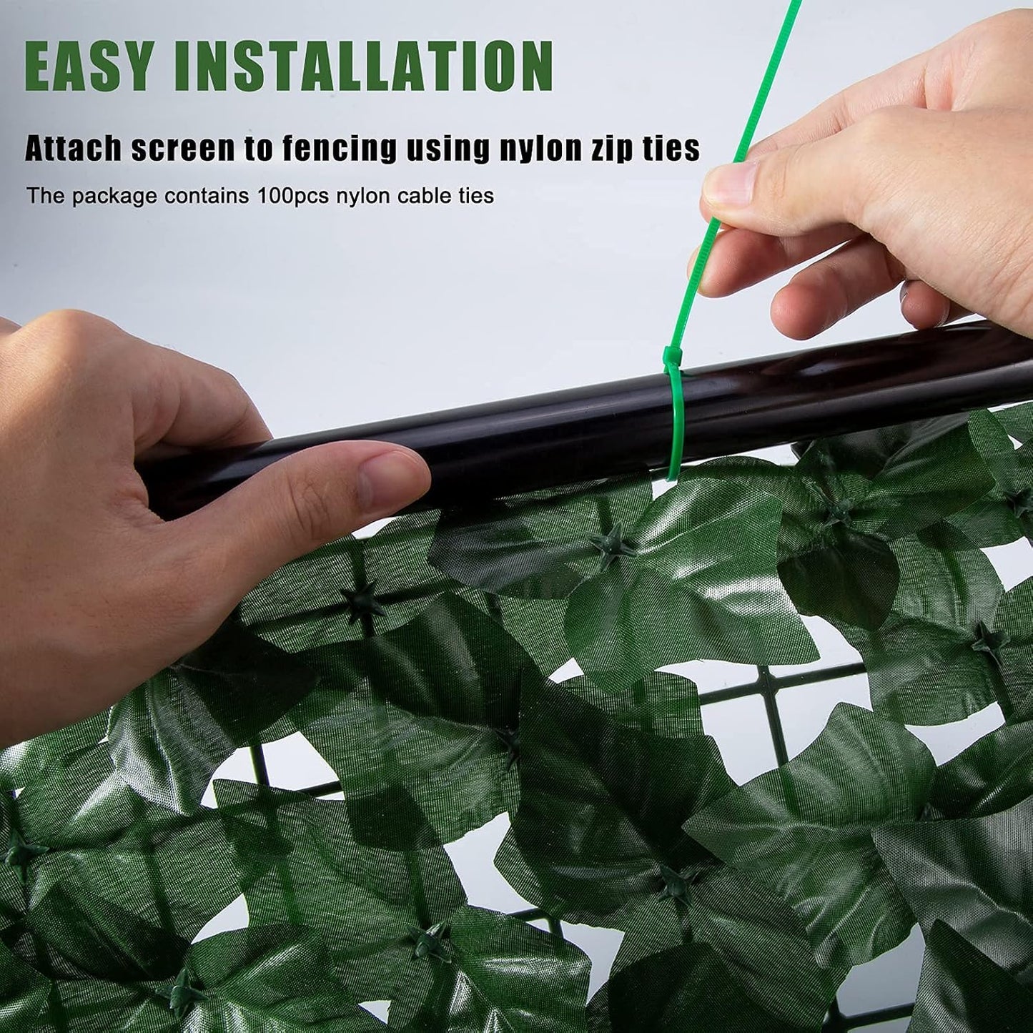 Faux Ivy Privacy Fence Screen Outdoor Expandable Artificial Greenery Roll Fake Hedge Wall Patio Green Plastic Leaf Plant Vine Grass Panels Gate Covering for Garden Yard Balcony (98.4 X 39.4 in)