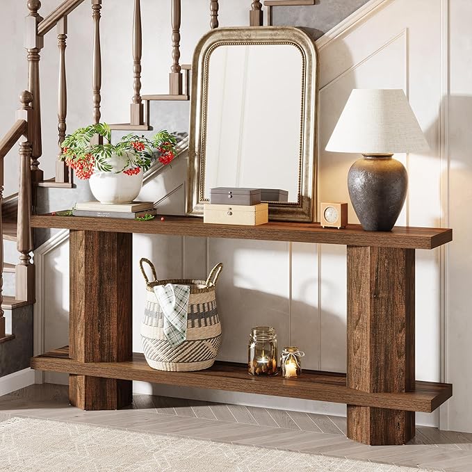 Tribesigns 71-Inch Long Console Table for Entryway, Wooden Sofa Table Behind Couch, for Living Room, Hallway, Foyer, Dark Brown