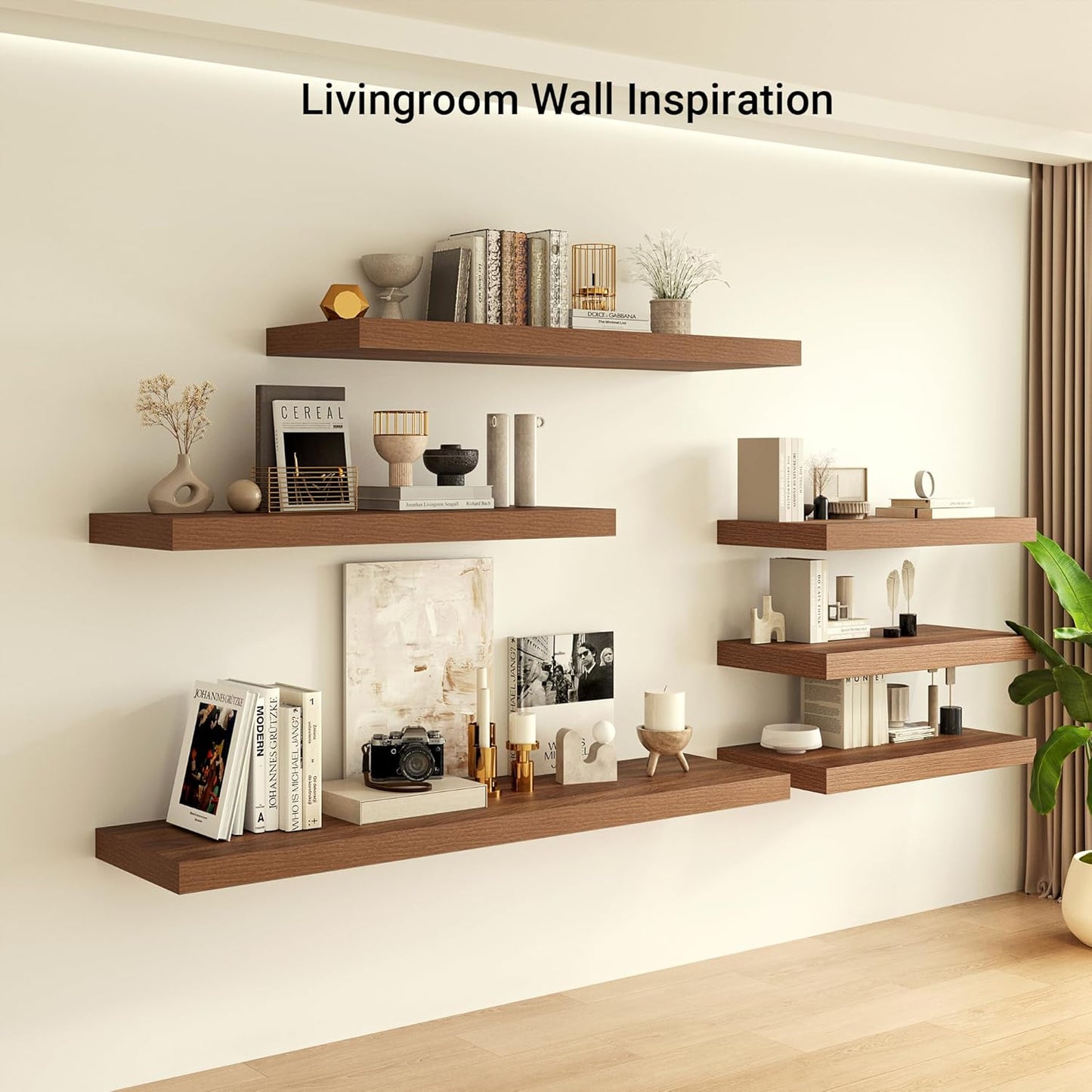 Heimlove 12 Inch Deep Floating Shelves, 72 x 12 inches Long Wall Shelf, Large Extra Display Shelf & Storage Shelf, Rustic Wood Wall Shelves for Fireplace Mantel, Walunt - 1Pack