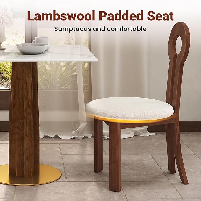 Sintered Stone Square Office Table and Chair Set - Meeting Table for Small Offices (Walnut‌ Leg and White Top, 1 Table and 2 Chairs)