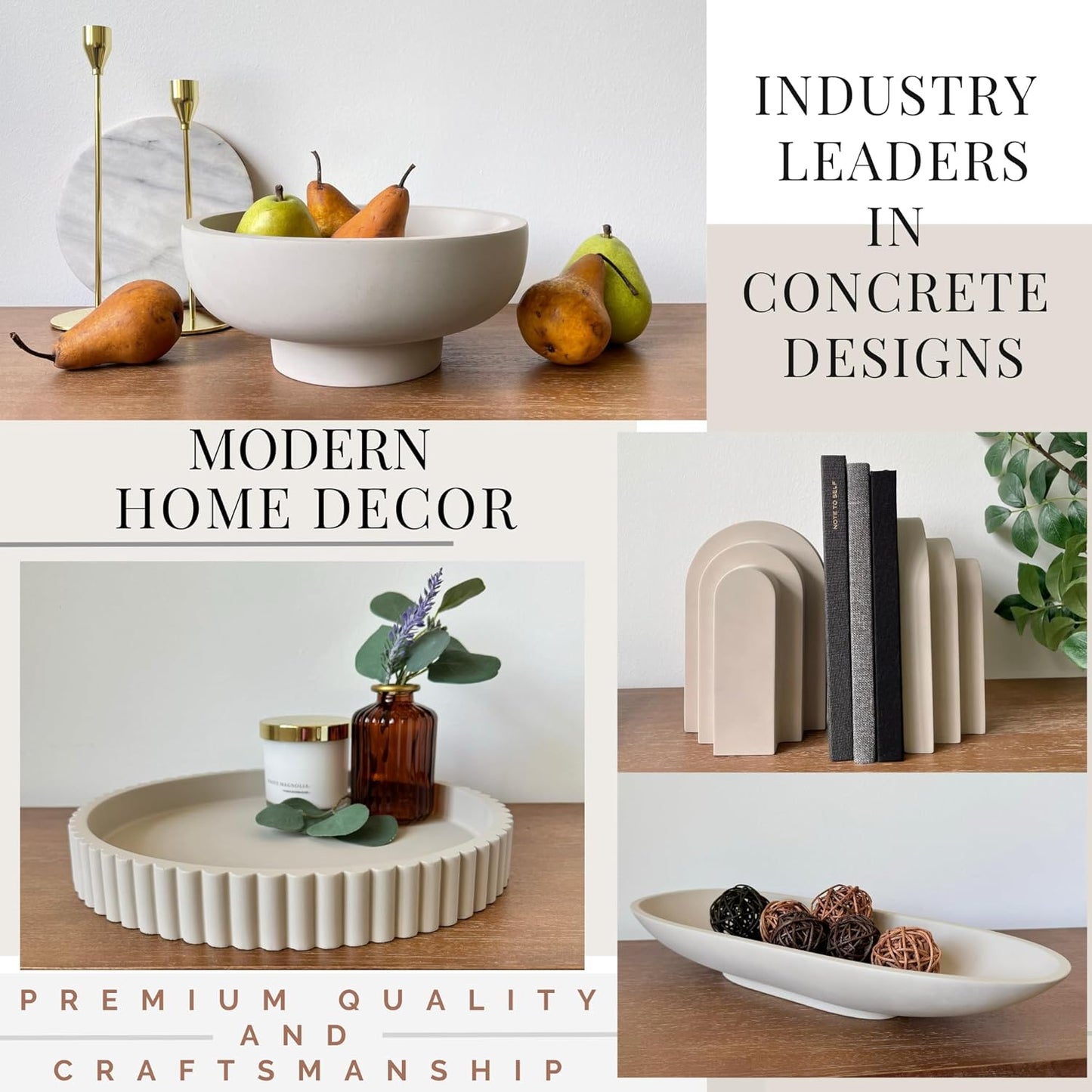 OAKOA Concrete Decorative Bowl - Organic Modern Home Decor Bowl - Decorative Objects - Cement Fruit Bowl - Modern Organic Home Decor