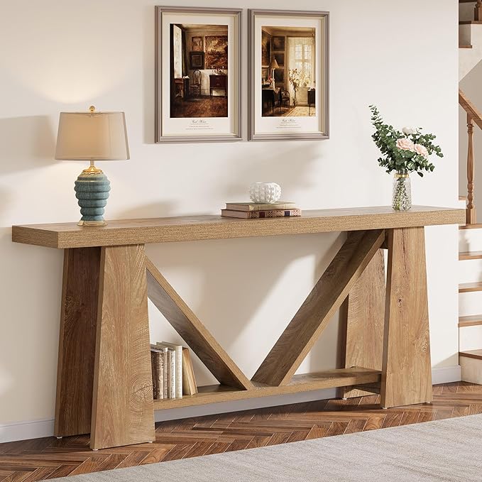 Tribesigns 70.9-Inch Extra Long Console Table, Farmhouse Entryway Table with Storage, Narrow Wooden Couch Table Behind Sofa for Living Room, Entrance, Hallway