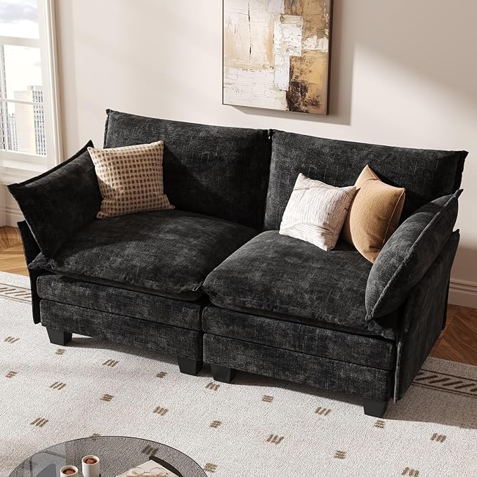 KKL Modular Sectional Sofa, Loveseat 2 Seater Cloud Couch, Chenille Modern Sectional Couches for Living Room, Apartment