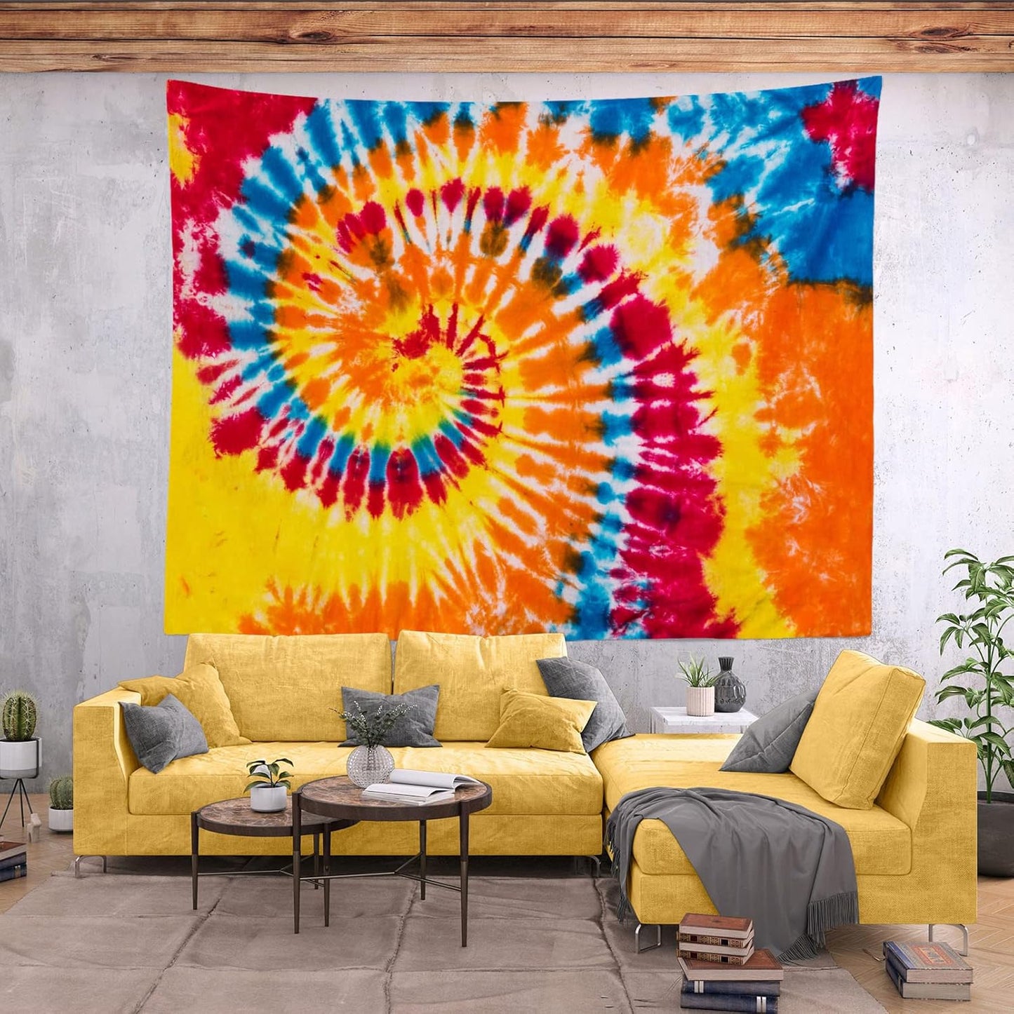 BELECO Tie Dye Tapestry Wall Hanging 60x40 Inch Colorful Spiral Tie Dye Party Decorations Watercolor Rainbow Tapestry 60s 70s Hippie Supplies Tie Dye Tapestries for Bedroom Living Room Dorm Decor