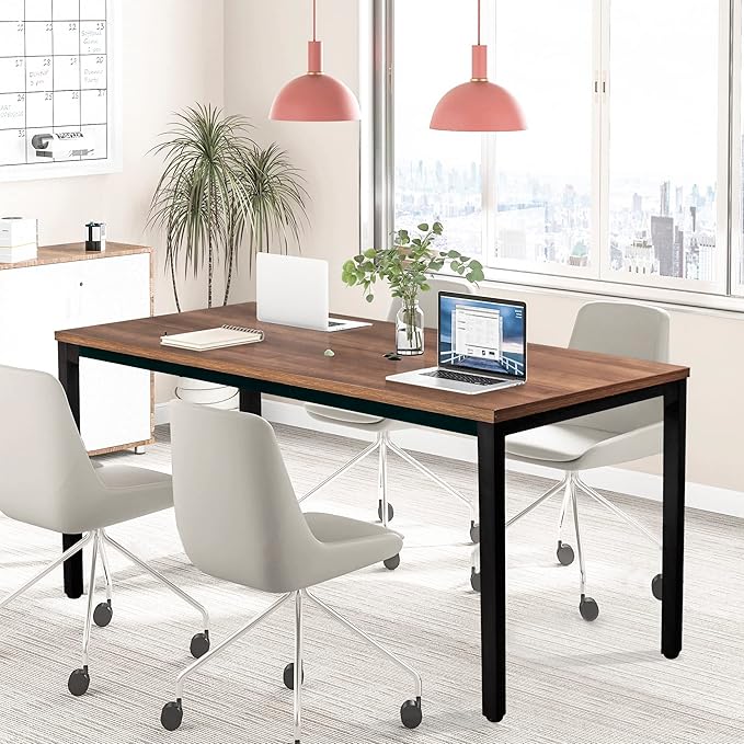Large Table 35x70 Inches Computer Desk/Dining Table, Office Desk Sturdy Writing Workstation for Home Office Modern Simple Sturdy Laptop Study Table- Walnut