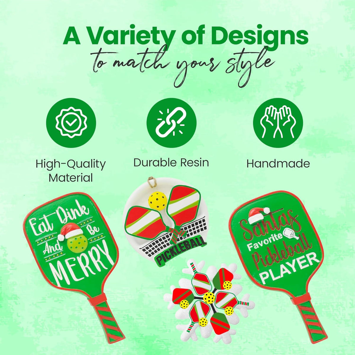 Eat Dink and Be Merry Pickleball Paddle Christmas Ornament, a US Family-Owned Business - Sportybella Pickleball Gifts Christmas Tree Decorations, Sports Enthusiast Pickleball Paddles Decor
