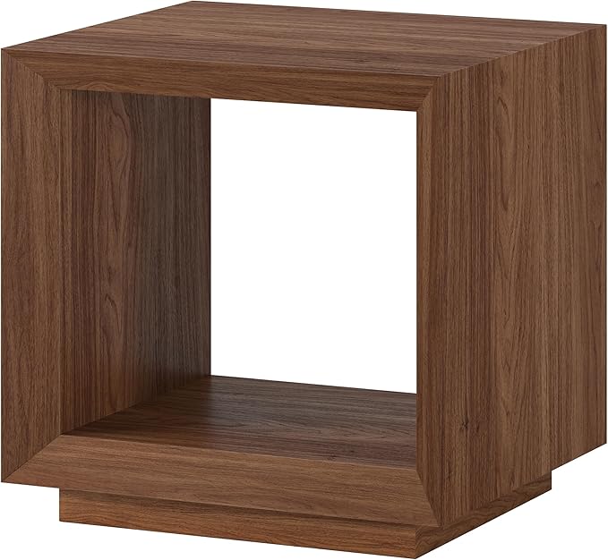 Henn&Hart 22" Modern Square Wooden End Table, Side Table, Nightstand with Open Display Shelf for Living Room, Office, Family Room, or Bedroom, Satin Walnut
