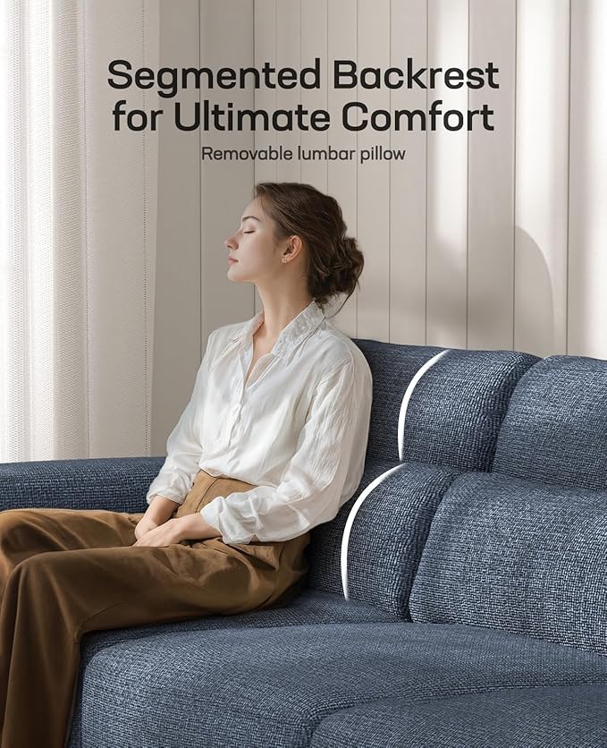 Marsail Modern 40 Inch Linen Fabric Sofa, Armchair Couch with Wide Armrests, Deep Cushions & Removable Washable Covers, Comfortable Living Room Furniture, Blue