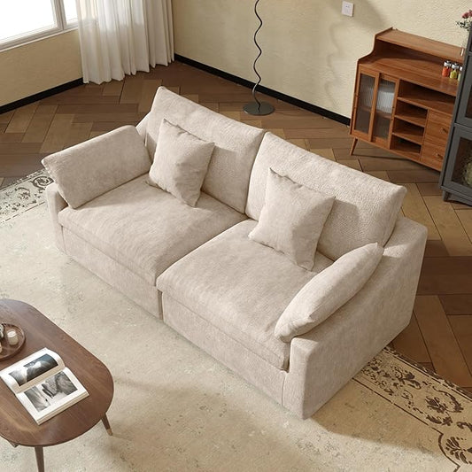 JACH Sectional Couches for Living Room, Cloud Sectional Couch with Deep Seat, Down Filled Modular Sofa, Covers Removeable & Washable, Love Seat Sofas Furniture for Living Room, Khaki