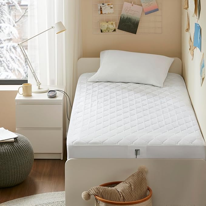 Beautyrest 3M Scotchgard Heated Mattress Pad - Electric Bed Warmer with 5 Heat Settings, 10 Hr Auto Shut Off Timer, All Around Elastic Deep Pocket, UL Certified, Machine Washable, White Twin XL