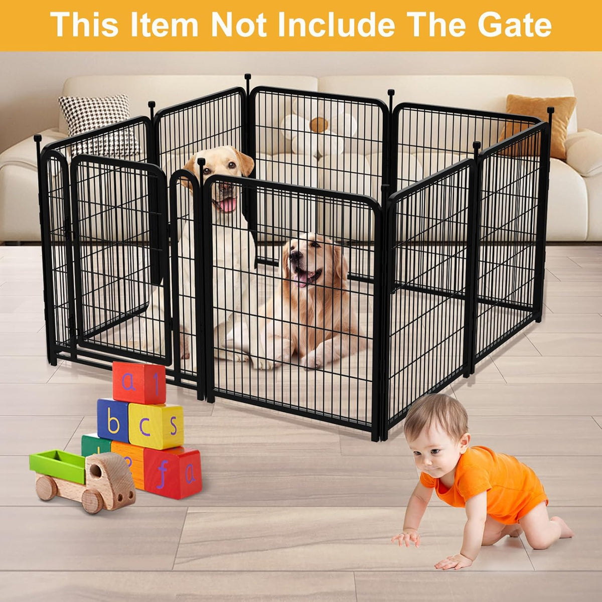 Doorless 48 in(H) Decorative Garden Fence and Borders, 12 Panels Total 26.6 Ft(L), Outdoor Dog Fence, Fencing for Garden Beds, Dog Play Pen Outdoor, Flower Bed Fencing, Black