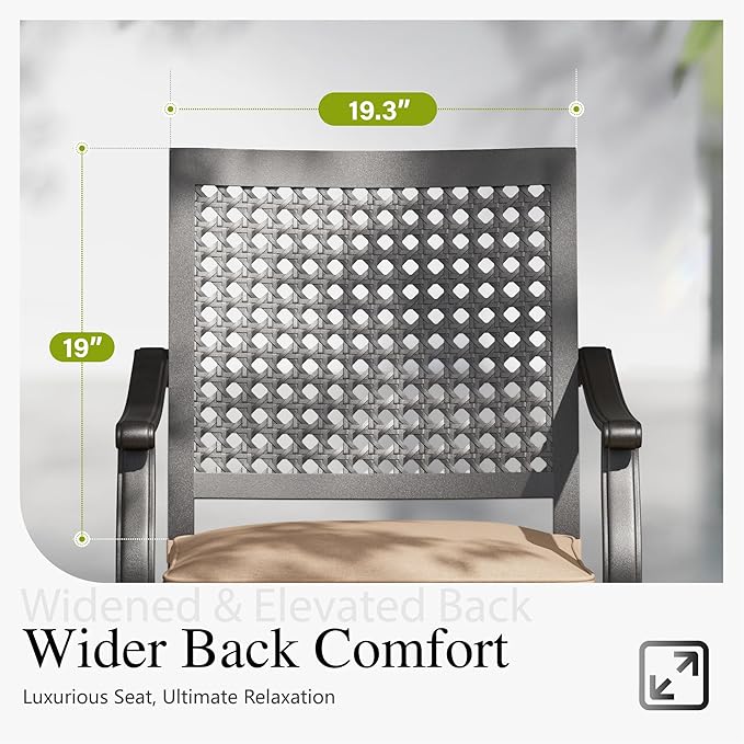 PHI VILLA Metal Outdoor Dining Chairs Set of 6 - Stackable Black Patio Chairs, 300lb Capacity (Beehive)