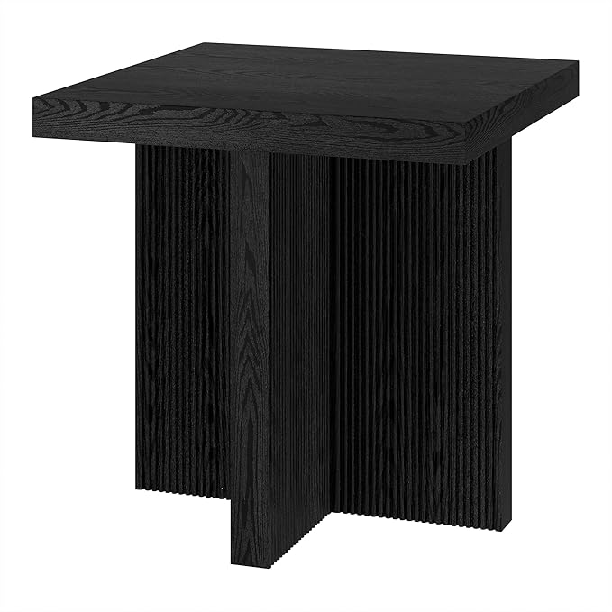 Henn&Hart 22" Wide Square Side Table in Black Grain, for Home, Living Room, Bedroom, Entertainment Room, Office