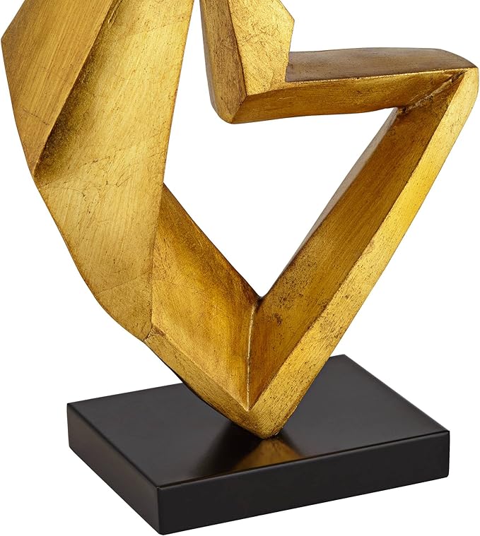 Possini Euro Design Zeus 28 1/2" Tall Modern Glam End Table Lamps Set of 2 Sculptural Gold Leaf Living Room Bedroom Bedside Nightstand House Office Home Reading Kitchen Entryway Console Black Shade