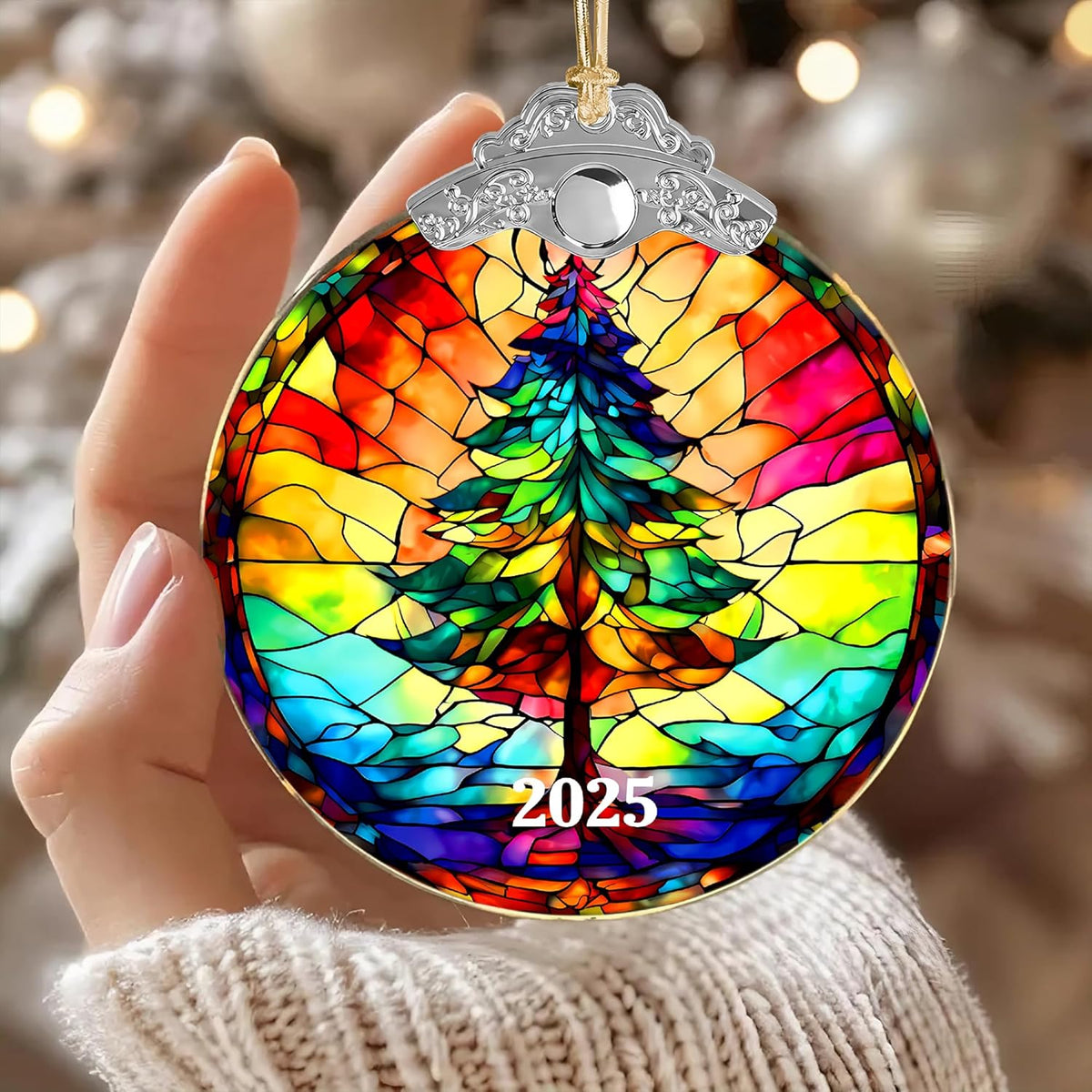 2025 Christmas Ornament, Stained Glass Effections, Christmas Tree 2D Acrylic Ornament Art, White Elephant Gifts, Christmas Ornament, Tree Ornaments, Christmas Decor (Christmas Tree)