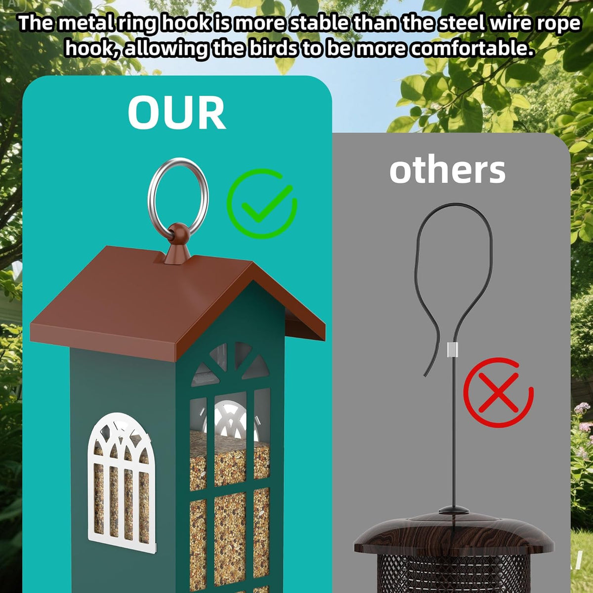 Metal Bird Feeder The Most Popular Bird Feeders for Outdoors Hanging,Waterproof and Rust-Proof,Easy Cleaning,Wild Bird Feeders Attracting Chickadees Goldfinches Cardinals Finches and Sparrows