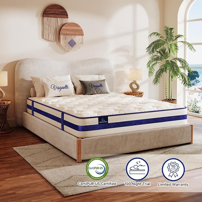 Twin XL Mattress 12 Inch-Hybrid Mattress in a Box-Individual Pocket Springs with Breathable Memory Foam College Dorm Room Essentials-Extra Long Twin Size Bed-Medium Firm Feel for Youth and Kids