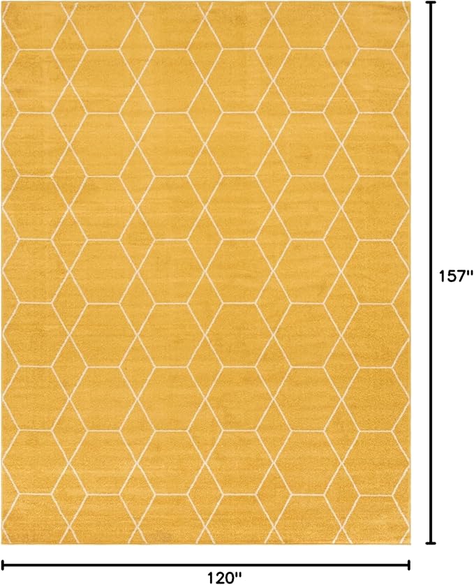 Unique Loom Trellis Frieze Collection Area Rug - Geometric (10' x 13', Yellow/ Ivory)