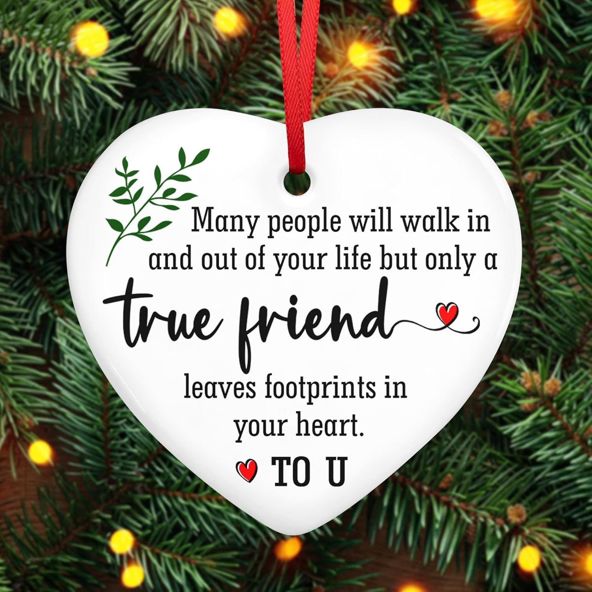 OASSIE Friend Gifts for Women - Ceramic Christmas Ornaments 2025 for Tree Decorations - Friendship Gifts for Women Friends, Inspirational Friend Gift Ideas, Friends Ornament for Christmas Decorations