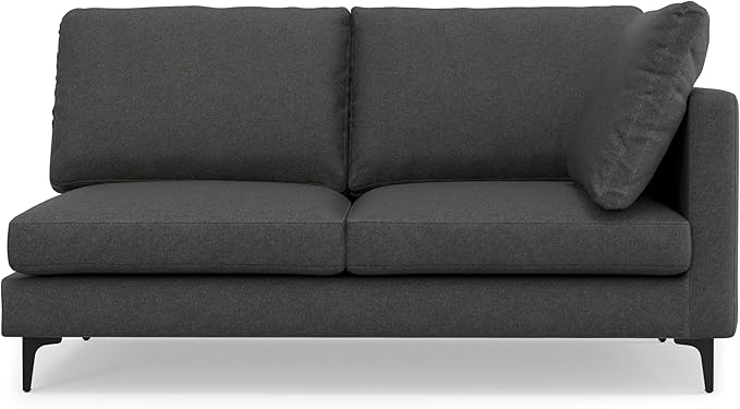 SIMPLIHOME Ava Corner Sectional Sofa in 100% Recycled Polyester Tightly Woven Performance Fabric, Pebble Grey, 102-inches Wide, Handcrafted Mid-Century Modern Style L-Shaped Couch for Living Room