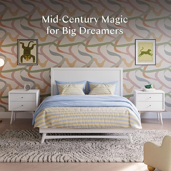 Babyletto Palma Full Size Bed for Kids - GREENGUARD Gold Certified - Sturdy Wood Full Size Bed Frame with Headboard - Modern Design & Low Height for Safety - Perfect for Kids Bedrooms, Guest Rooms
