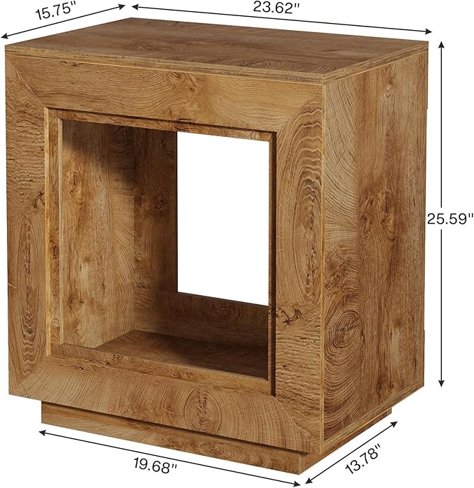 Tribesigns Rustic Brown End Table, 24" Side Table with Storage Shelf, Farmhouse Style Nightstand Bedside Table for Small Spaces, Bedroom, Living Room, Entryway, Easy Assembly (2, Natural)