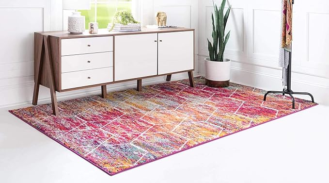 Unique Loom Trellis Frieze Collection Area Rug - Geometric (9' x 12', Multi/ Ivory)
