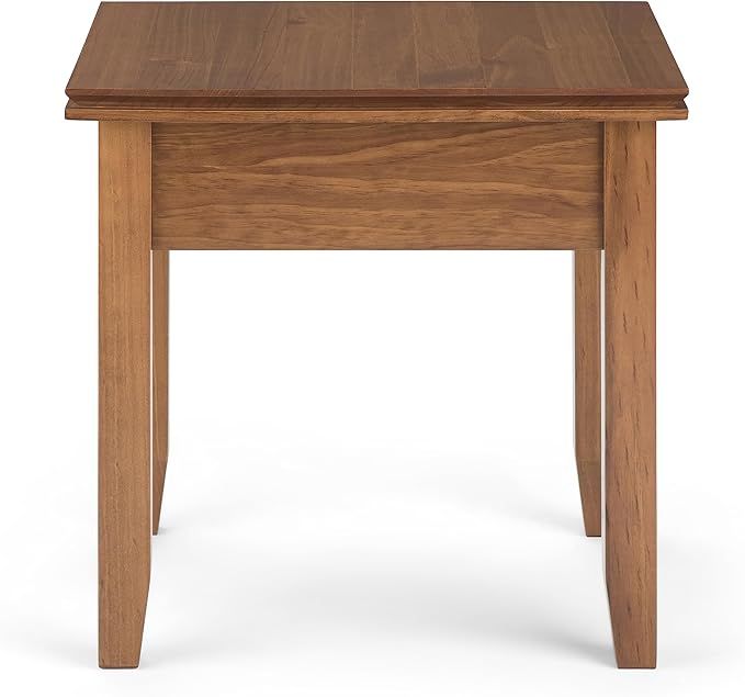 SIMPLIHOME Artisan SOLID WOOD 21 inch Wide Square Transitional End Side Table in Honey Brown for the Living Room and Bedroom