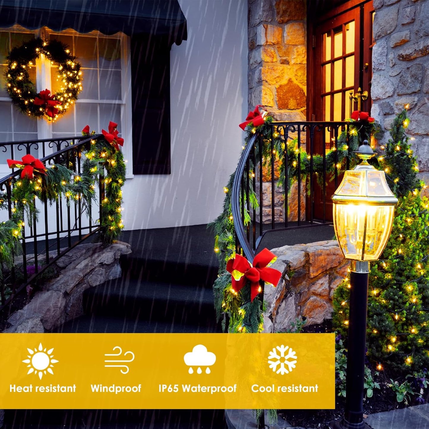4-Pack Solar String Lights for Outside, Total 400LED Solar Lights Waterproof, Outdoor Twinkle Light Copper Wire 8 Modes Fairy Light for Xmas Tree Garden Party Wedding Decor (Warm White)