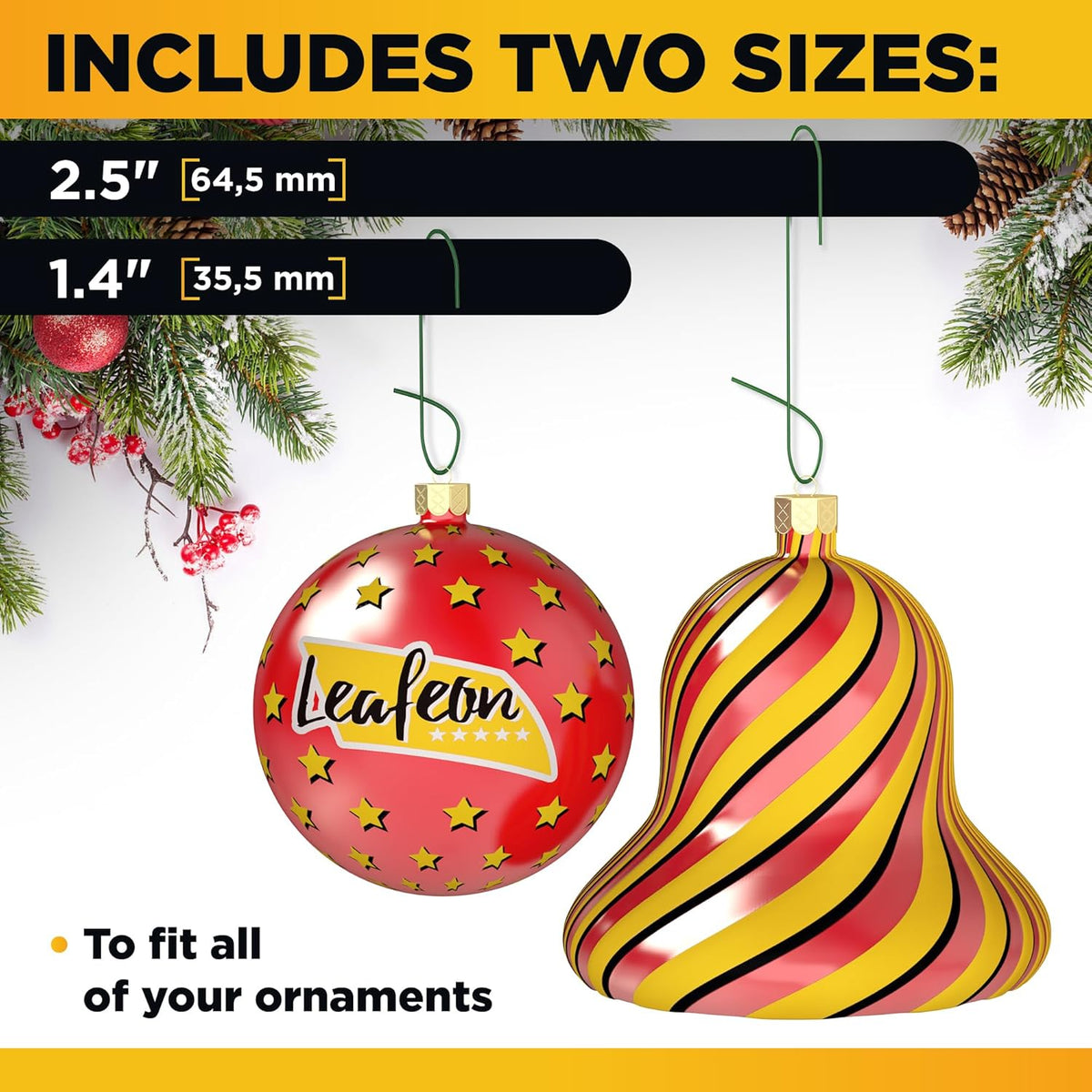 Leafeon 300 Pack Christmas Ornament Hooks for Christmas Tree Decoration – The Best Holiday Ornament Hangers (Green)