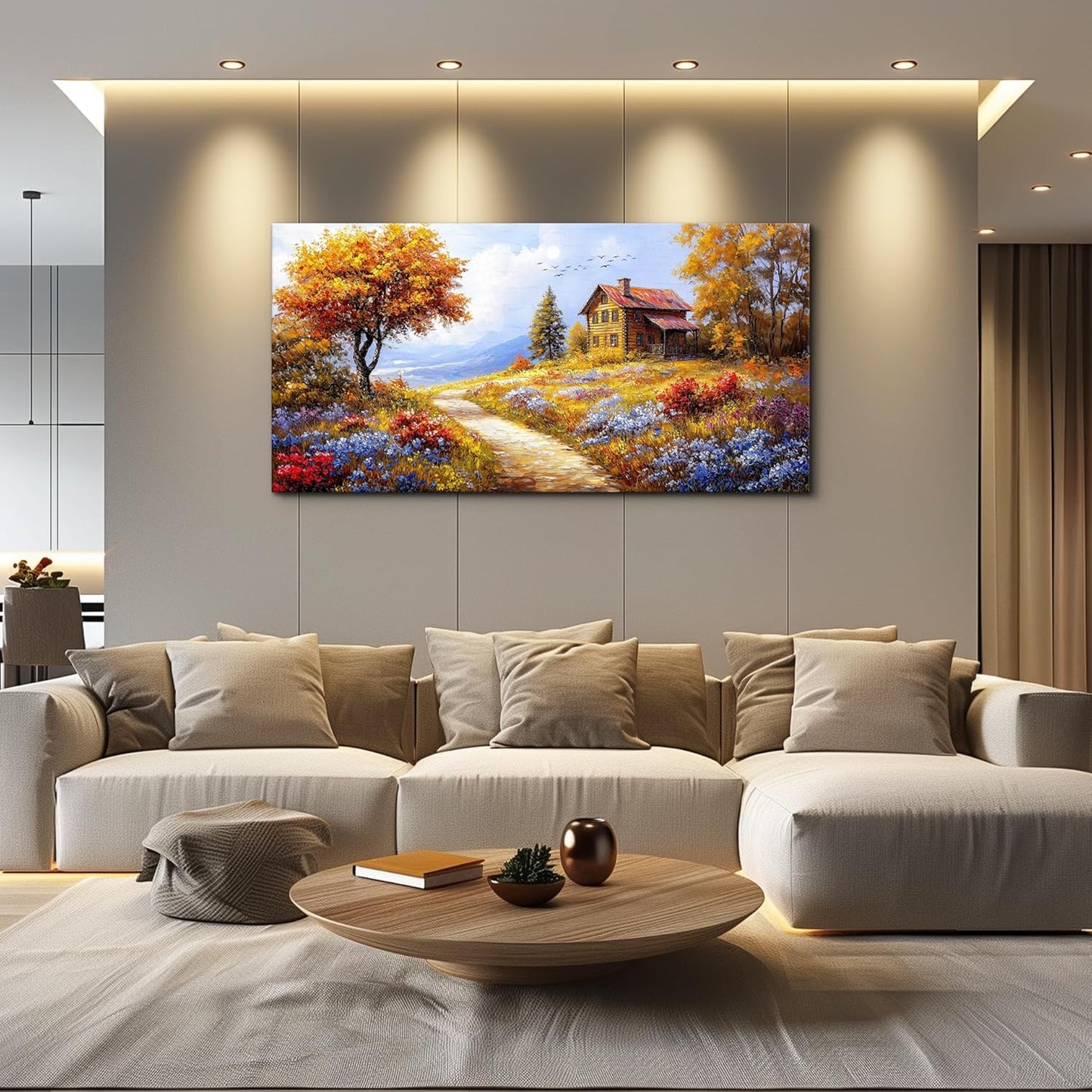 ZUITINGHUA Canvas Wall Art For Living Room Wall Decor For Bedroom Office Wall Decoration Yellow Tree Landscape Painting Farmhouse Pictures Artwork Room Aesthetic Home Decor 20x40 In
