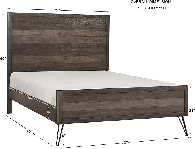 Lexicon Leavitt Panel Bed, Cal King, Gray